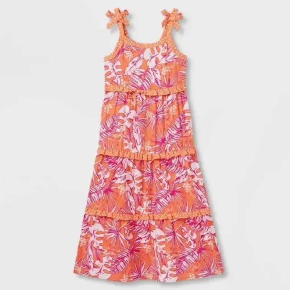 Cat & Jack Girl's Sleeveless Tiered Maxi Dress L (10/12)